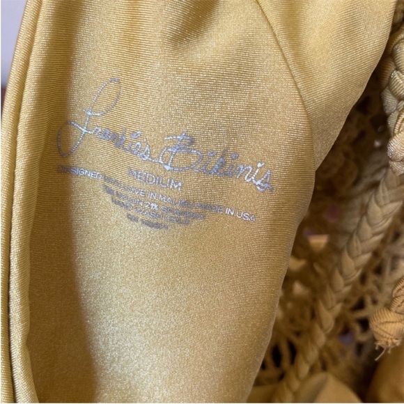 Frankie’s Bikinis Poppy One Piece Crochet Swimsuit Yellow Gold Rope Tie - Picture 10 of 12